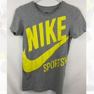 Nike Sportswear T-shirt Size Small Grey Yellow